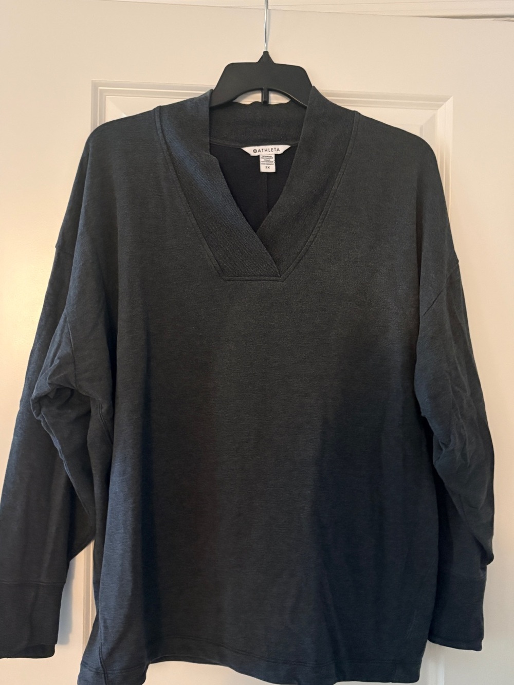 Athleta Charcoal V‑Neck Pullover Sweatshirt - Picture 3 of 3